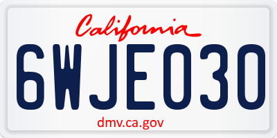 CA license plate 6WJE030