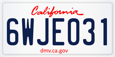 CA license plate 6WJE031