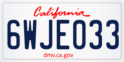 CA license plate 6WJE033