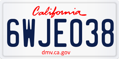 CA license plate 6WJE038