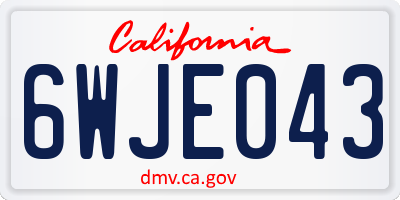 CA license plate 6WJE043