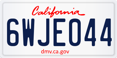 CA license plate 6WJE044