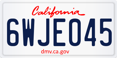 CA license plate 6WJE045