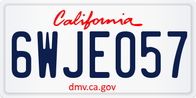 CA license plate 6WJE057