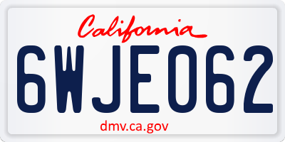 CA license plate 6WJE062