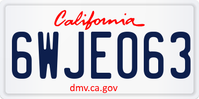 CA license plate 6WJE063
