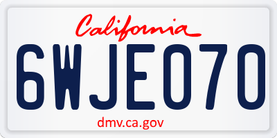 CA license plate 6WJE070