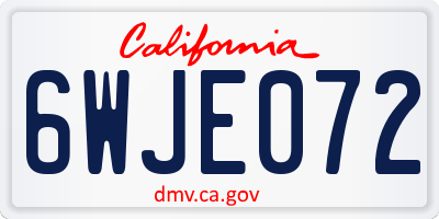 CA license plate 6WJE072