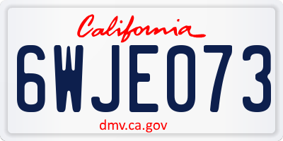 CA license plate 6WJE073