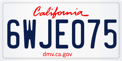 CA license plate 6WJE075
