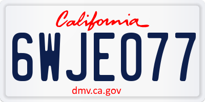 CA license plate 6WJE077