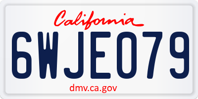 CA license plate 6WJE079