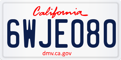 CA license plate 6WJE080