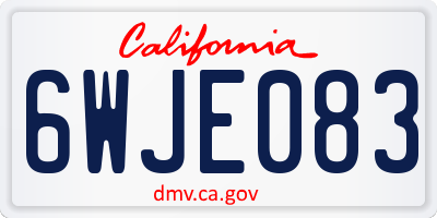 CA license plate 6WJE083