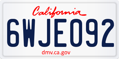 CA license plate 6WJE092