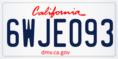 CA license plate 6WJE093