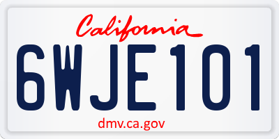 CA license plate 6WJE101