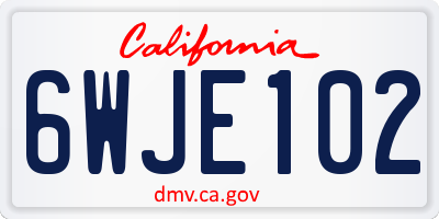 CA license plate 6WJE102