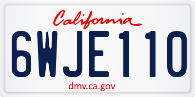 CA license plate 6WJE110