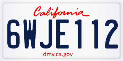 CA license plate 6WJE112