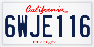 CA license plate 6WJE116
