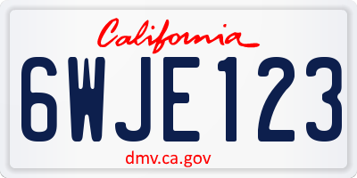 CA license plate 6WJE123
