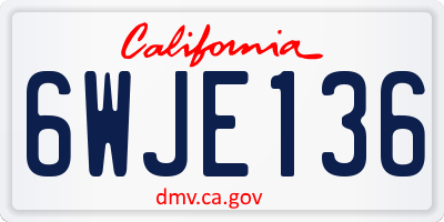 CA license plate 6WJE136