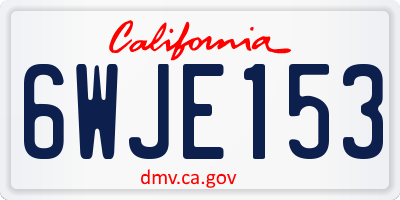 CA license plate 6WJE153