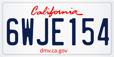 CA license plate 6WJE154