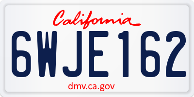 CA license plate 6WJE162