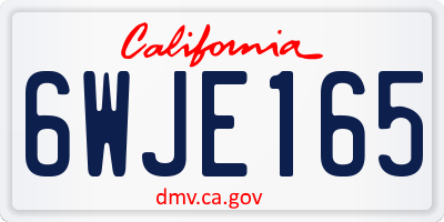 CA license plate 6WJE165