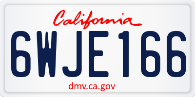 CA license plate 6WJE166