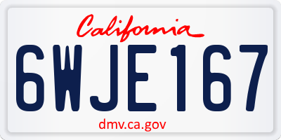 CA license plate 6WJE167