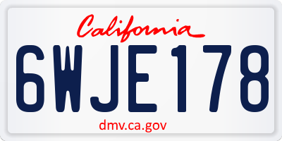 CA license plate 6WJE178