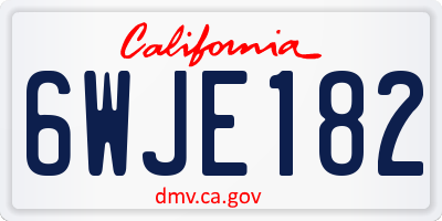 CA license plate 6WJE182