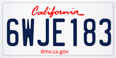 CA license plate 6WJE183