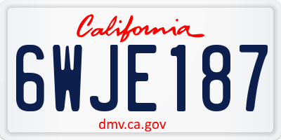 CA license plate 6WJE187