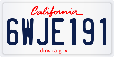 CA license plate 6WJE191