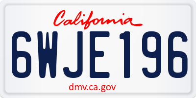 CA license plate 6WJE196