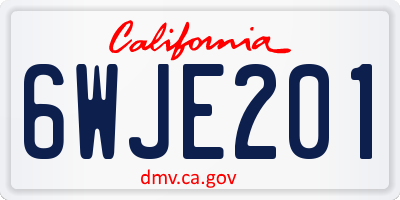 CA license plate 6WJE201