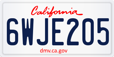 CA license plate 6WJE205