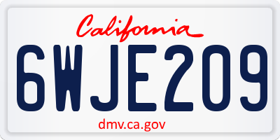 CA license plate 6WJE209