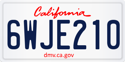 CA license plate 6WJE210