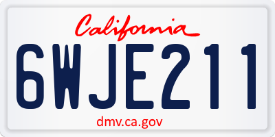 CA license plate 6WJE211