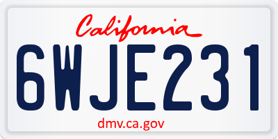 CA license plate 6WJE231