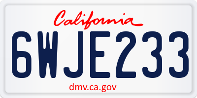 CA license plate 6WJE233
