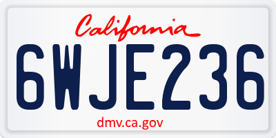 CA license plate 6WJE236
