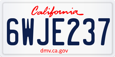 CA license plate 6WJE237