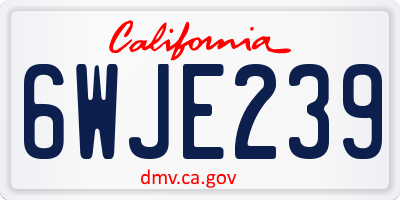CA license plate 6WJE239