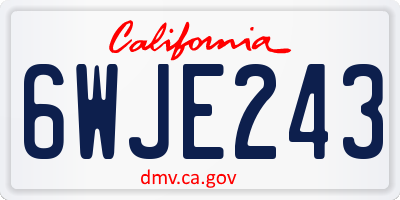 CA license plate 6WJE243